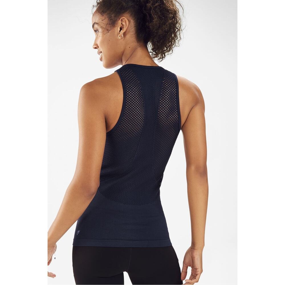 Fabletics Navy Mesh-Back Racerback Tank Top - Picture 2 of 5
